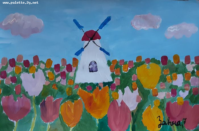 Art Studio PALETTE. Zahra Merchant Picture.  Tempera Plants Garden 