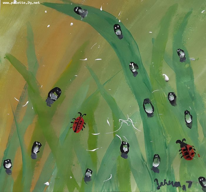 Art Studio PALETTE. Zahra Merchant Picture.  Tempera Plants Garden 