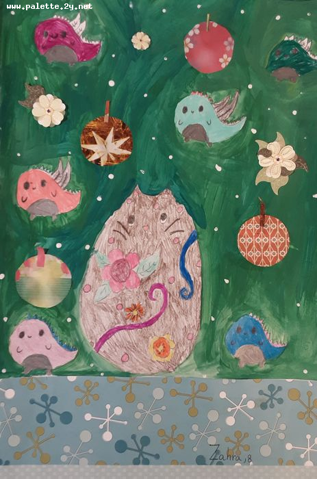 Art Studio PALETTE. Zahra Merchant Picture.  Mixed Media Holidays Christmas 