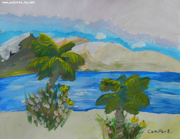 Art Studio PALETTE. Camilla Mahmudova Picture.  Tempera Landscape Nature 