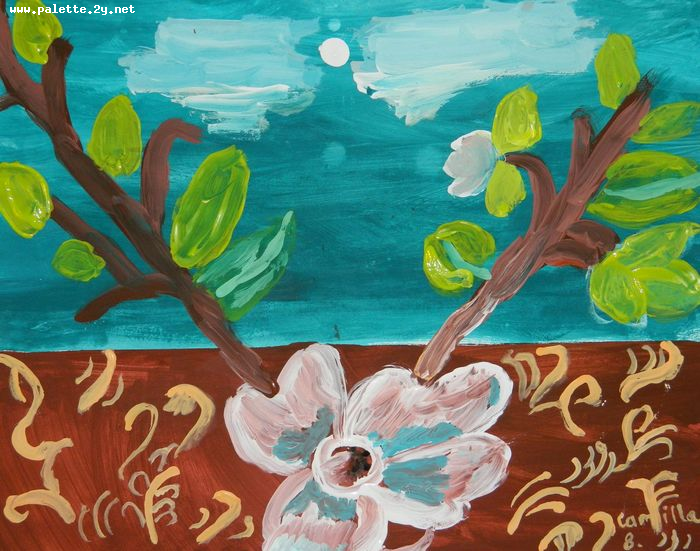 Art Studio PALETTE. Camilla Mahmudova Picture.  Tempera Plants Flowers 