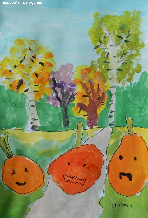 Art Studio PALETTE. Mason Chen Picture.  Marker, Tempera Holidays Halloween 