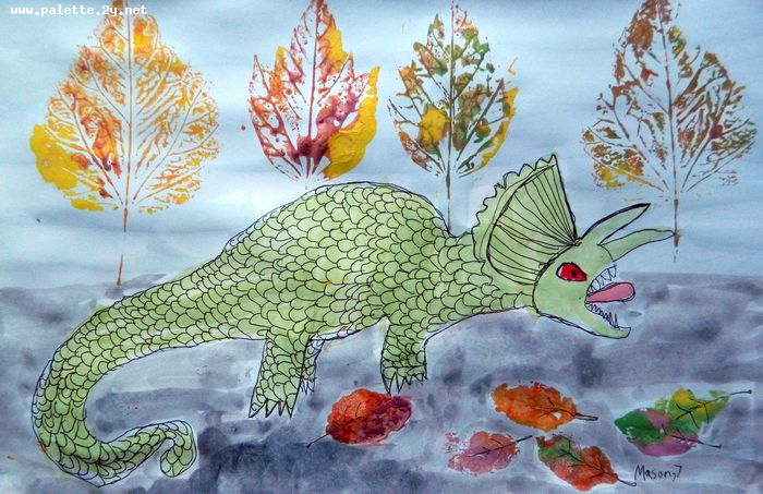 Art Studio PALETTE. Mason Chen Picture.  Marker, Tempera Fantasy Dragons 