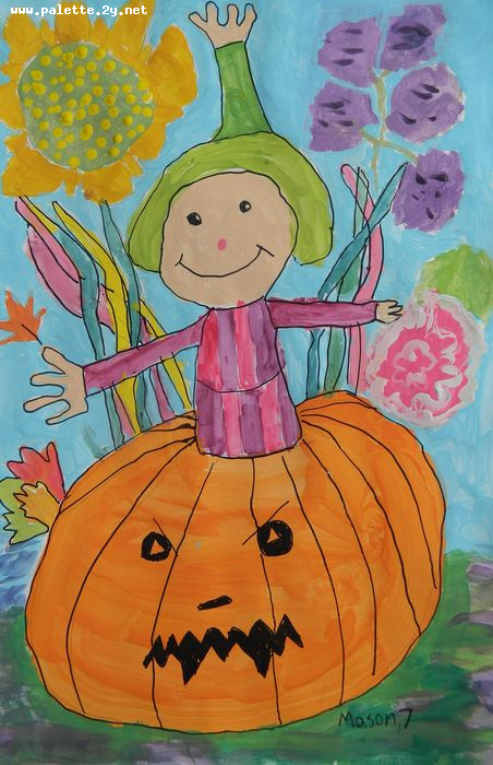 Art Studio PALETTE. Mason Chen Picture.  Marker, Tempera Holidays Halloween 