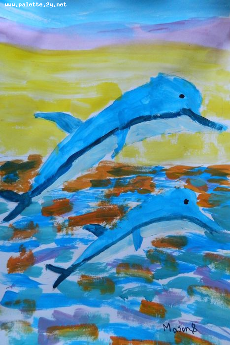 Art Studio PALETTE. Mason Chen Picture.  Tempera Animals Fish 