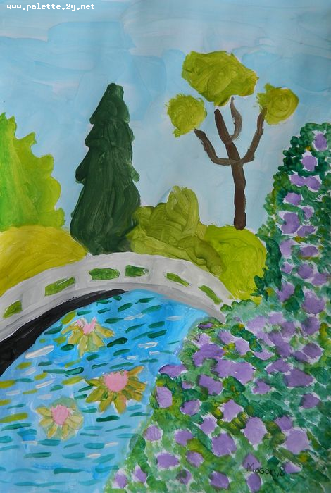 Art Studio PALETTE. Mason Chen Picture.  Tempera Inspired by Monet 