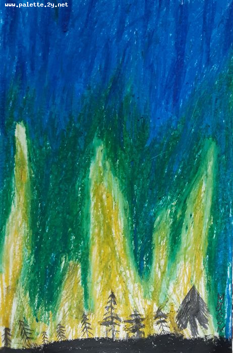 Art Studio PALETTE. Mason Chen Picture.  Oil Pastel Landscape Nature 