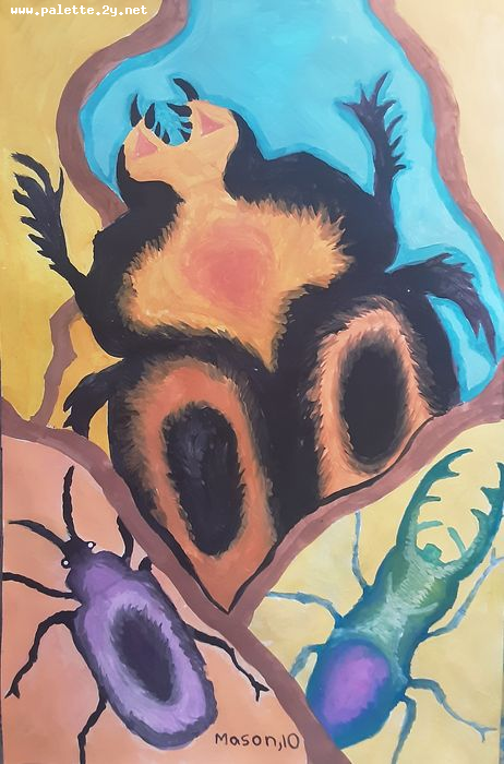 Art Studio PALETTE. Mason Chen Picture.  Tempera Animals Insects 