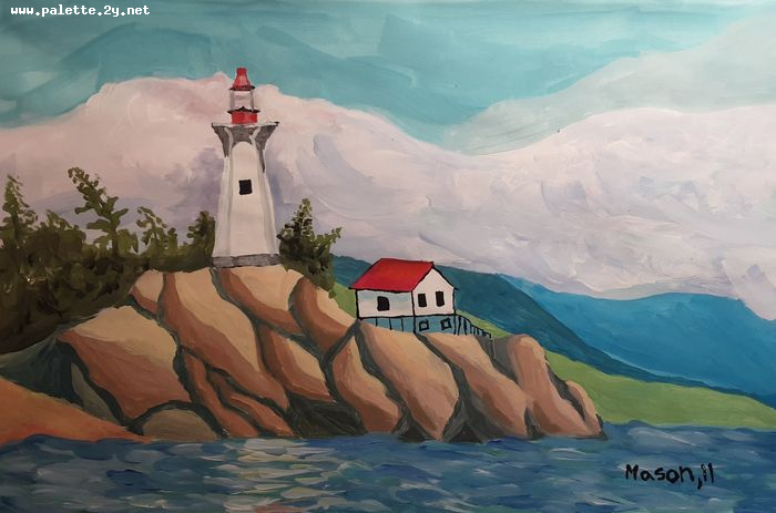 Art Studio PALETTE. Mason Chen Picture.  Tempera Landscape Seascape 