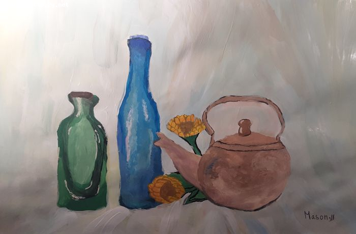 Art Studio PALETTE. Mason Chen Picture.  Tempera Still Life Still Life 