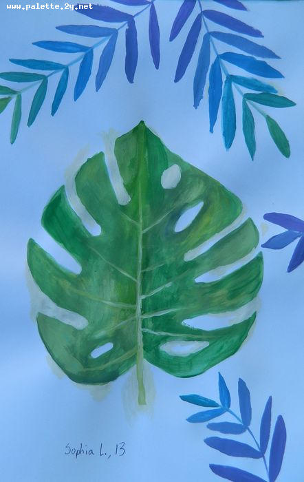 Art Studio PALETTE. Sophia Liu Picture.  Tempera Plants Leaves 