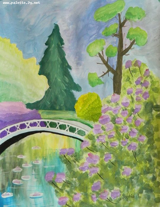 Art Studio PALETTE. Sophia Liu Picture.  Tempera Inspired by Monet 