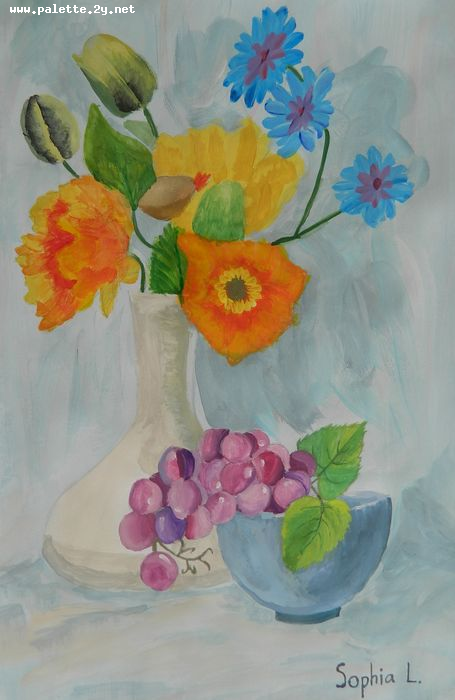 Art Studio PALETTE. Sophia Liu Picture.  Tempera Still Life Still Life 