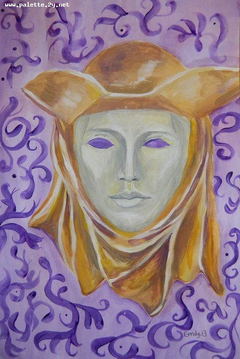 Art Studio PALETTE. Emily Hwang Picture.  Tempera Fantasy Mask 