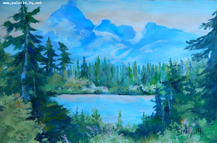 Art Studio PALETTE. Emily Hwang Picture.  Tempera Landscape Nature 