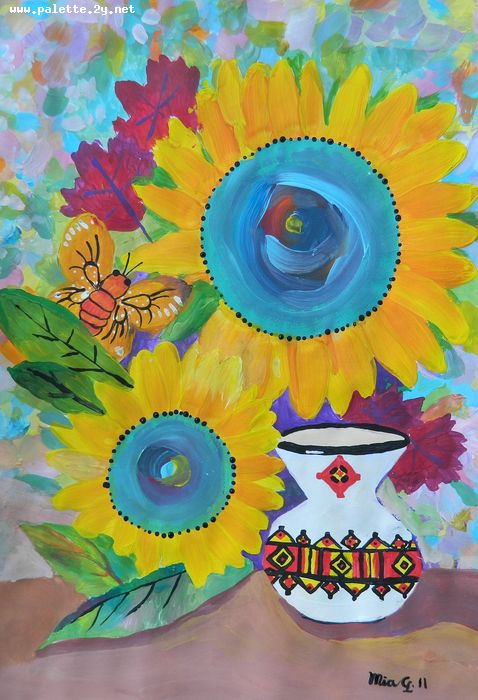 Art Studio PALETTE. Mia Guo Picture.  Tempera Still Life Still Life 