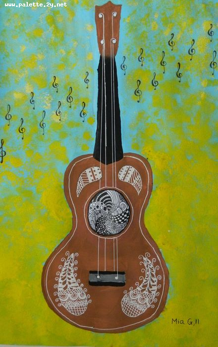 Art Studio PALETTE. Mia Guo Picture.  Tempera Still Life Music 