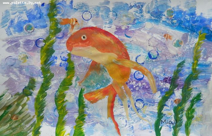 Art Studio PALETTE. Mia Guo Picture.  Tempera Animals Fish 