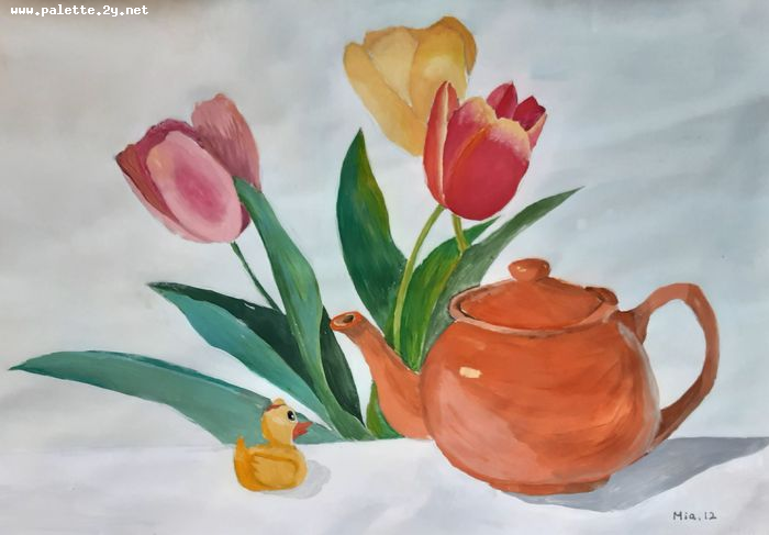 Art Studio PALETTE. Mia Guo Picture.  Tempera Still Life Still Life 