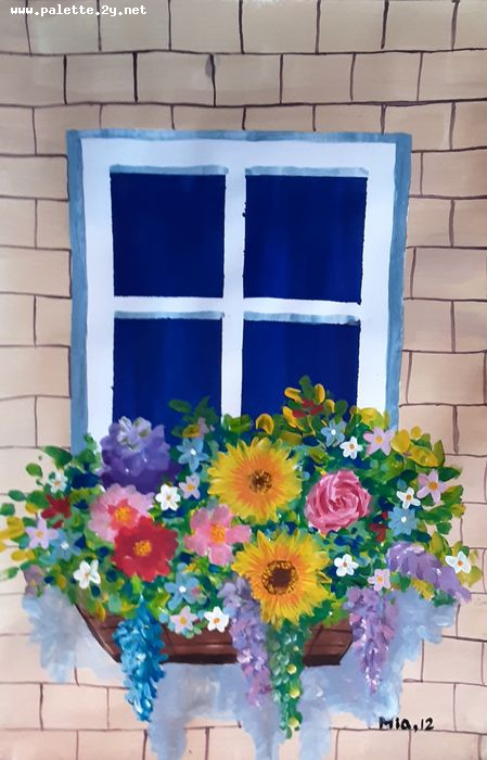 Art Studio PALETTE. Mia Guo Picture.  Tempera Plants Flowers 