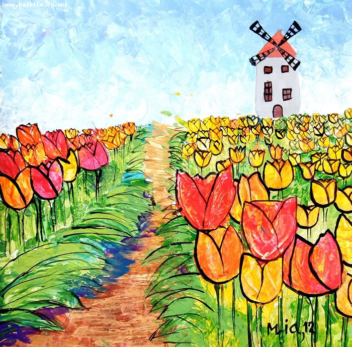 Art Studio PALETTE. Mia Guo Picture.  Tempera Plants Flowers 