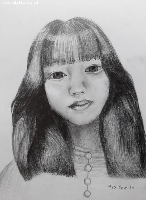Art Studio PALETTE. Mia Guo Picture.  Pencil People Selfportrait 