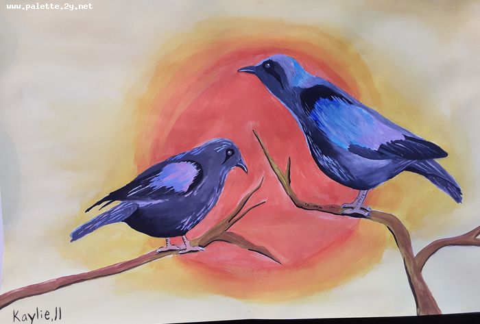 Art Studio PALETTE. Kaylie Wyroslak Picture.  Tempera Animals Birds 