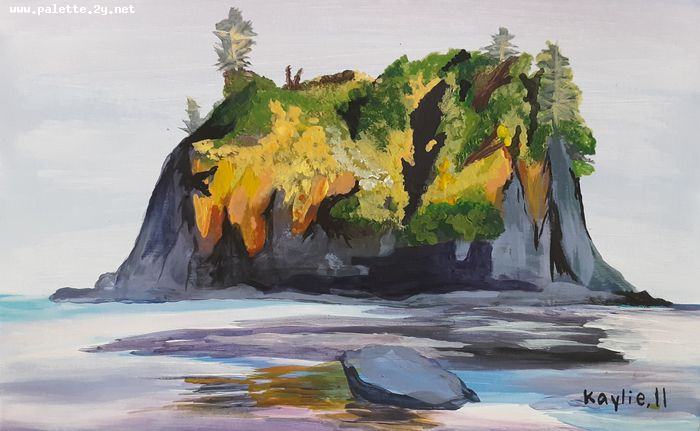 Art Studio PALETTE. Kaylie Wyroslak Picture. Cardboard Acrylic Landscape Seascape 