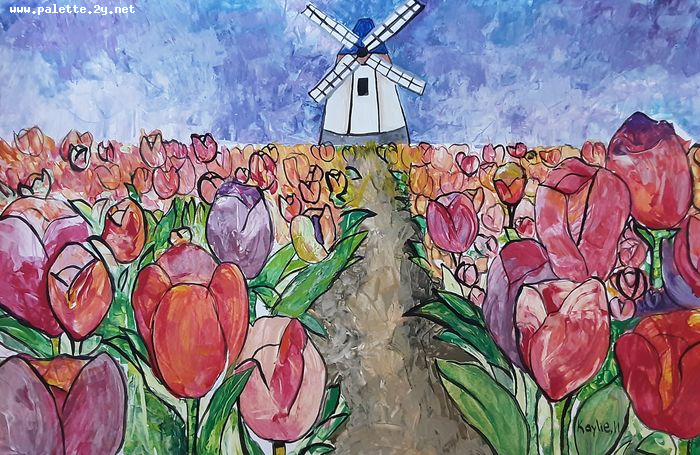 Art Studio PALETTE. Kaylie Wyroslak Picture.  Tempera Plants Garden 