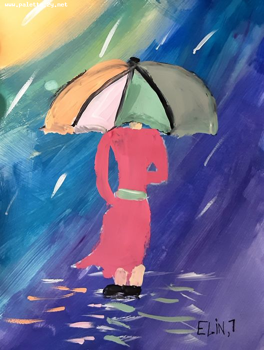 Art Studio PALETTE. Elin Musayeva Picture.  Tempera Design Umbrellas 