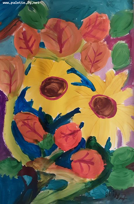 Art Studio PALETTE. Elin Musayeva Picture.  Tempera Plants Flowers 