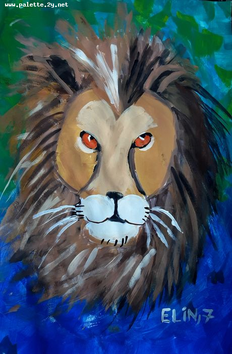 Art Studio PALETTE. Elin Musayeva Picture.  Tempera Animals Cats 