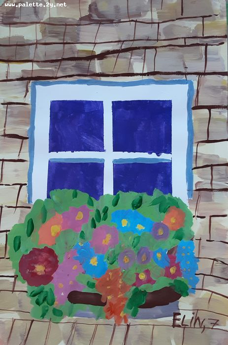 Art Studio PALETTE. Elin Musayeva Picture.  Tempera Plants Garden 