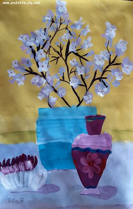 Art Studio PALETTE. Elin Musayeva Picture.  Tempera Still Life Still Life 