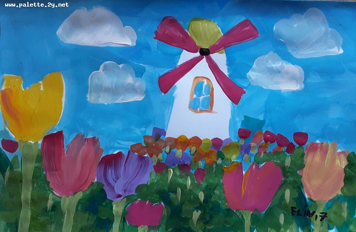 Art Studio PALETTE. Elin Musayeva Picture.  Tempera Plants Flowers 