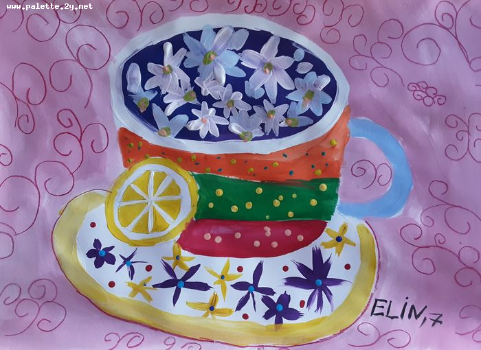 Art Studio PALETTE. Elin Musayeva Picture.  Tempera Design Dishes 