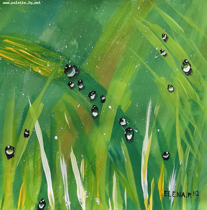 Art Studio PALETTE. Elena Pelex Picture.  Tempera Plants Leaves 