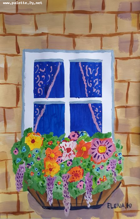 Art Studio PALETTE. Elena Pelex Picture.  Tempera Plants Flowers 