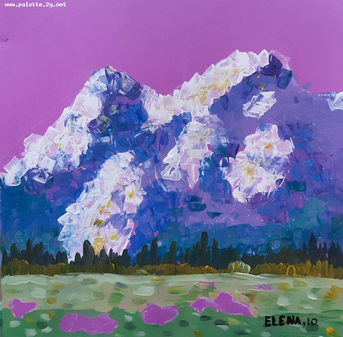 Art Studio PALETTE. Elena Pelex Picture.  Tempera Landscape Nature 