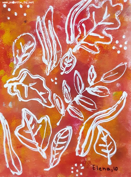 Art Studio PALETTE. Elena Pelex Picture.  Tempera Plants Leaves 