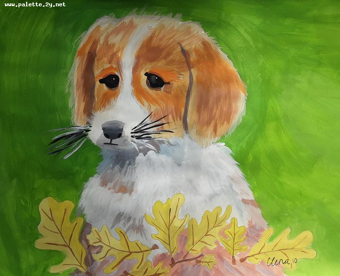 Art Studio PALETTE. Elena Pelex Picture.  Tempera Animals Dogs 