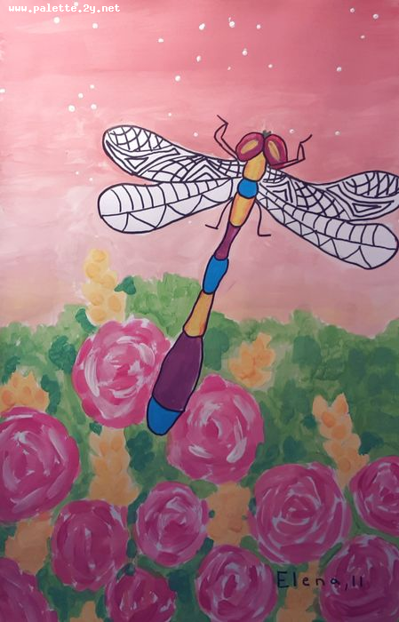 Art Studio PALETTE. Elena Pelex Picture.  Tempera Animals Butterfly 