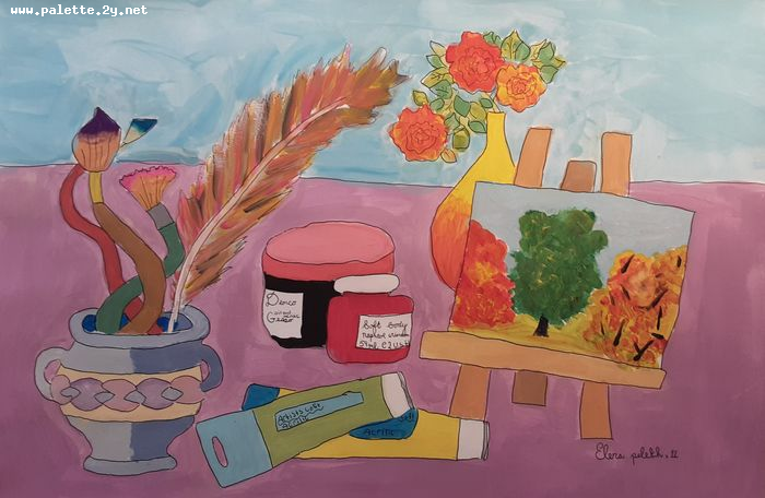 Art Studio PALETTE. Elena Pelex Picture.  Marker, Tempera Still Life Palette 
