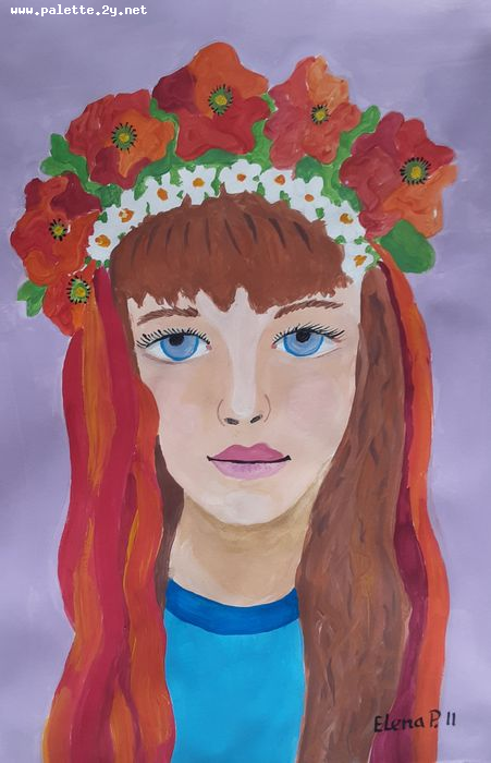 Art Studio PALETTE. Elena Pelex Picture.  Tempera People Portrait 