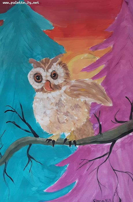 Art Studio PALETTE. Elena Pelex Picture.  Tempera Animals Birds 