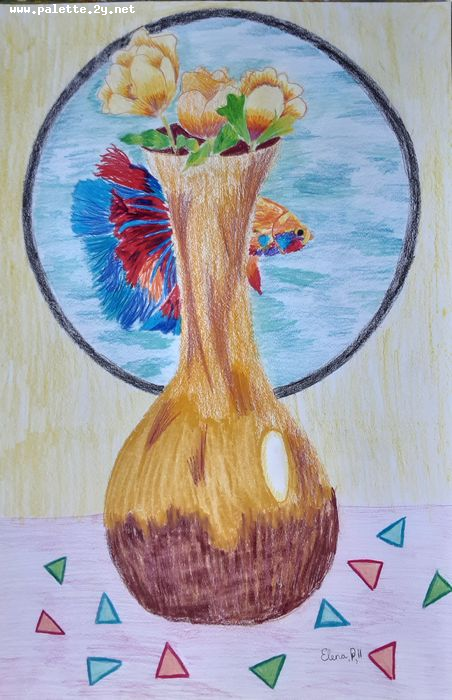 Art Studio PALETTE. Elena Pelex Picture.  Coloured Pencil Still Life Still Life 
