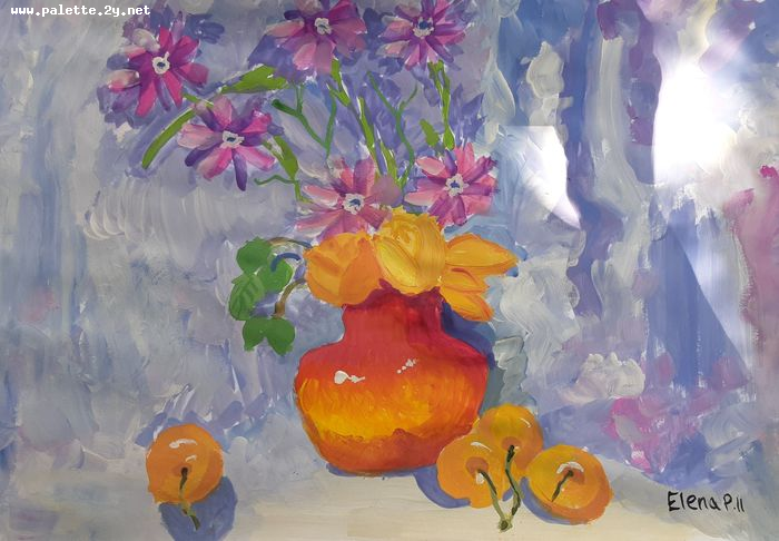 Art Studio PALETTE. Elena Pelex Picture.  Tempera Still Life Still Life 