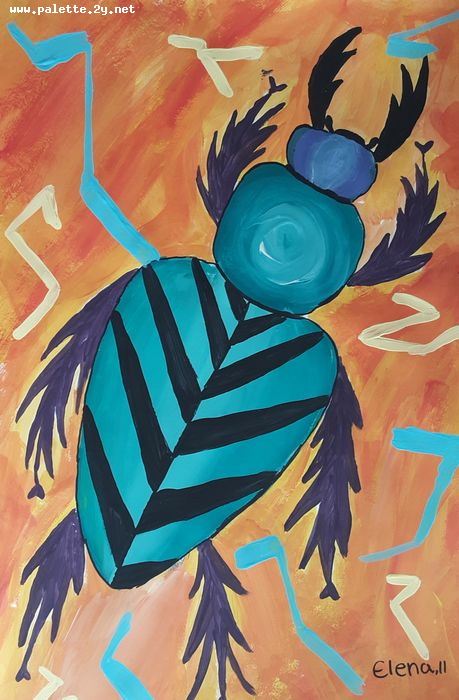 Art Studio PALETTE. Elena Pelex Picture.  Tempera Animals Insects 