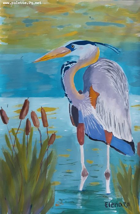 Art Studio PALETTE. Elena Pelex Picture.  Tempera Animals Birds 