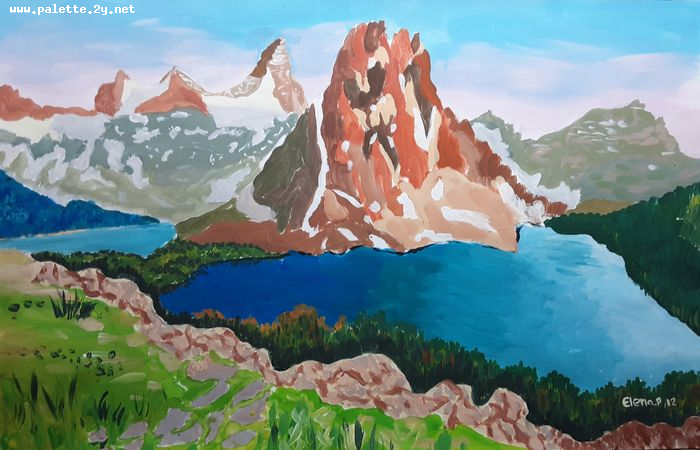 Art Studio PALETTE. Elena Pelex Picture.  Tempera Landscape Nature 